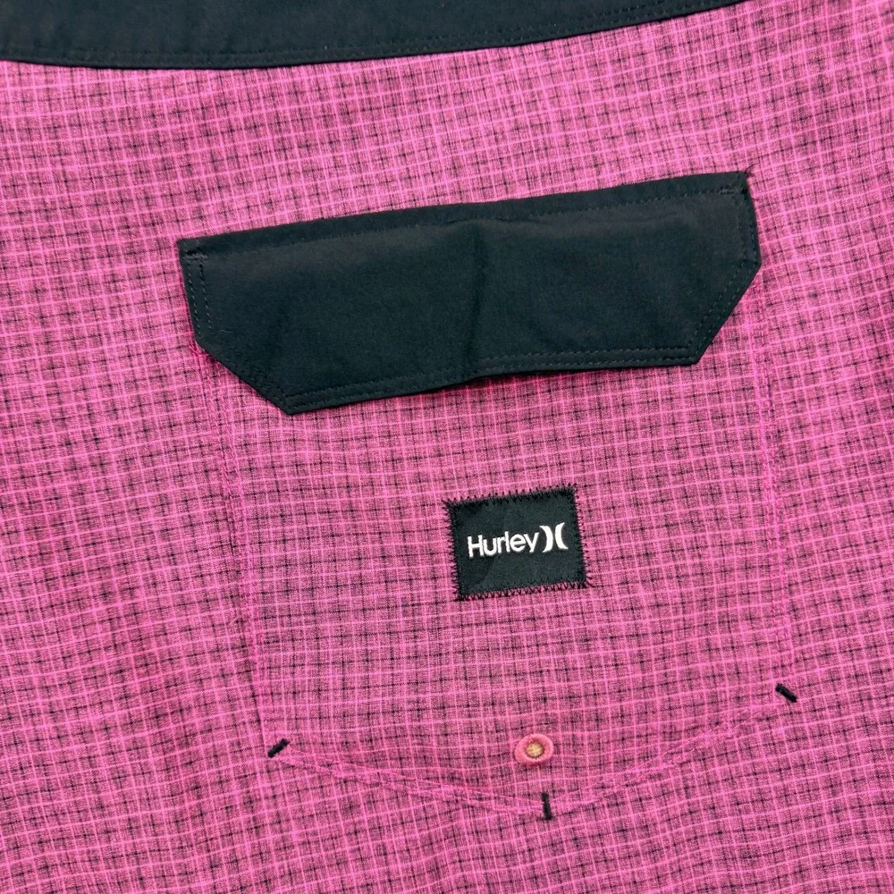 Hurley Phantom Board Shorts Men's 40 Pink Black Plaid Striped Swim Trunks AQ9990